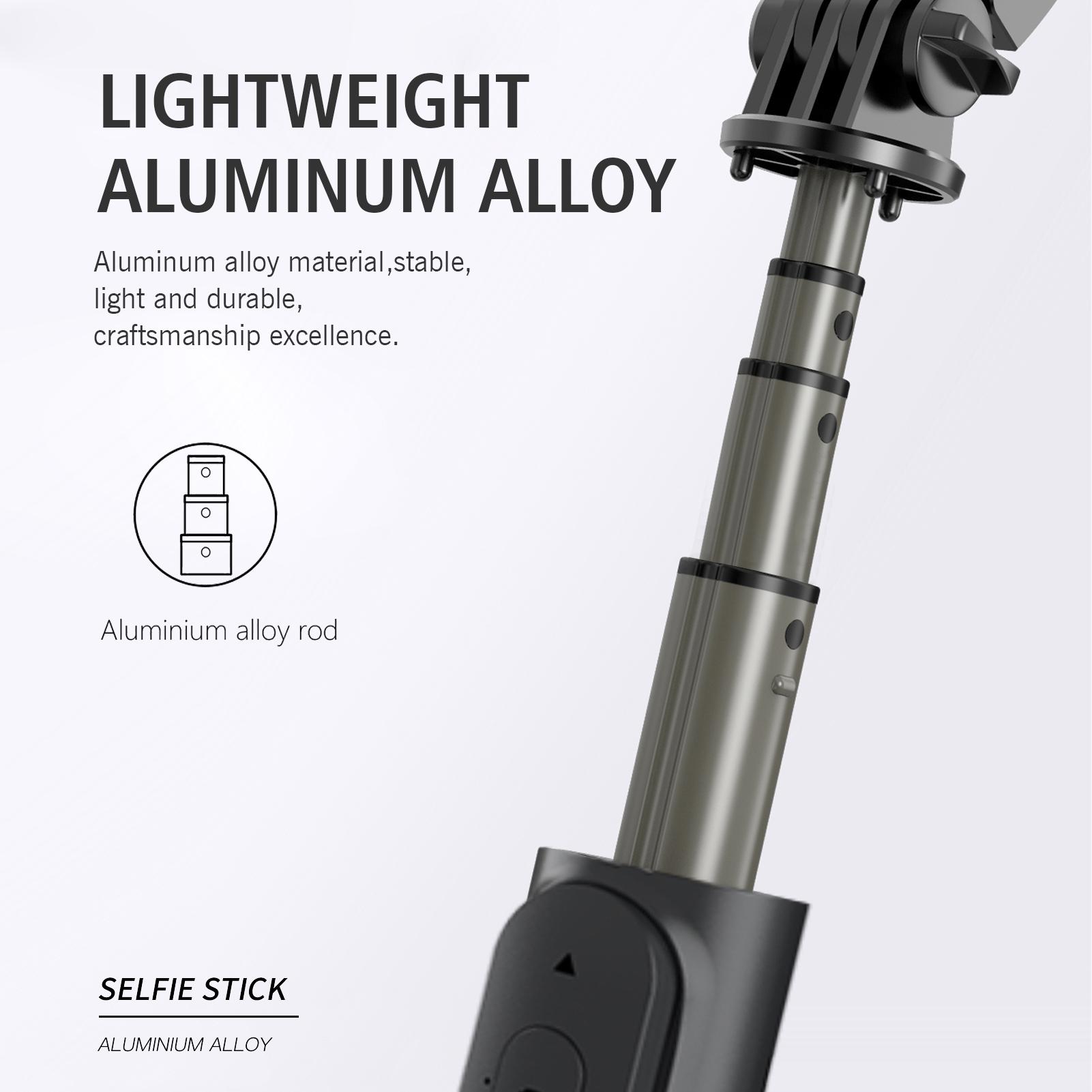 Aluminum Alloy Wireless BT Remote Control Selfie Stick Multifunctional Portable Tripod Stand with Fill Light for Selfie