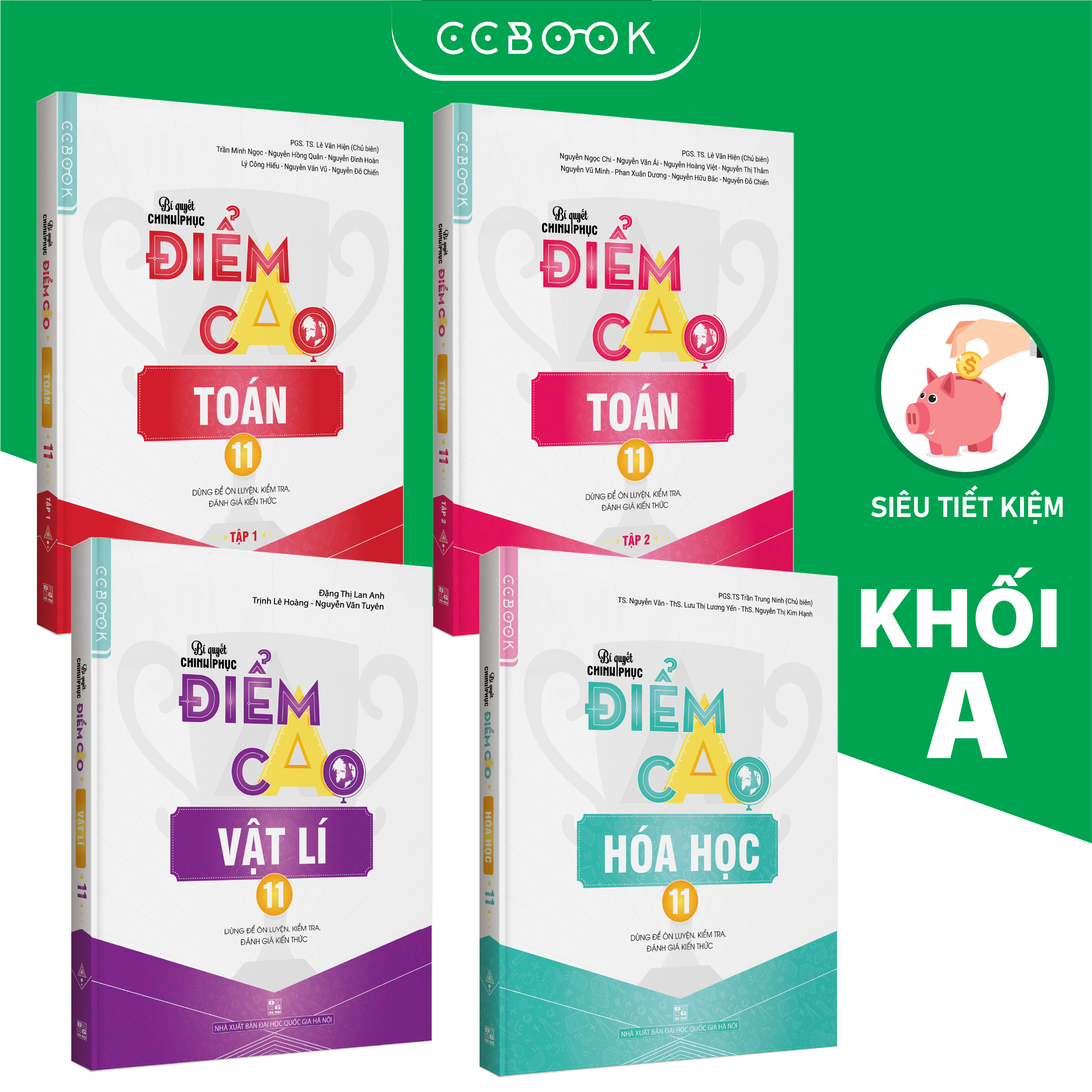 Sách - Combo lớp 11 khối A Bí quyết chinh phục điểm cao - Toán Lí Hóa (4 cuốn) - Siêu tiết kiệm - Chính hãng CCbook