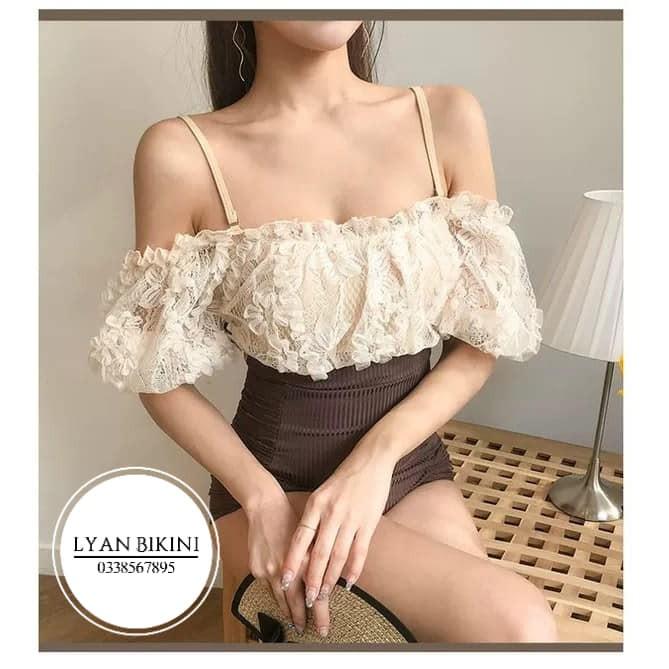 Bikini đi biển, bikini liền thân ren tiểu thư kín đáo LYAN BIKINI B07