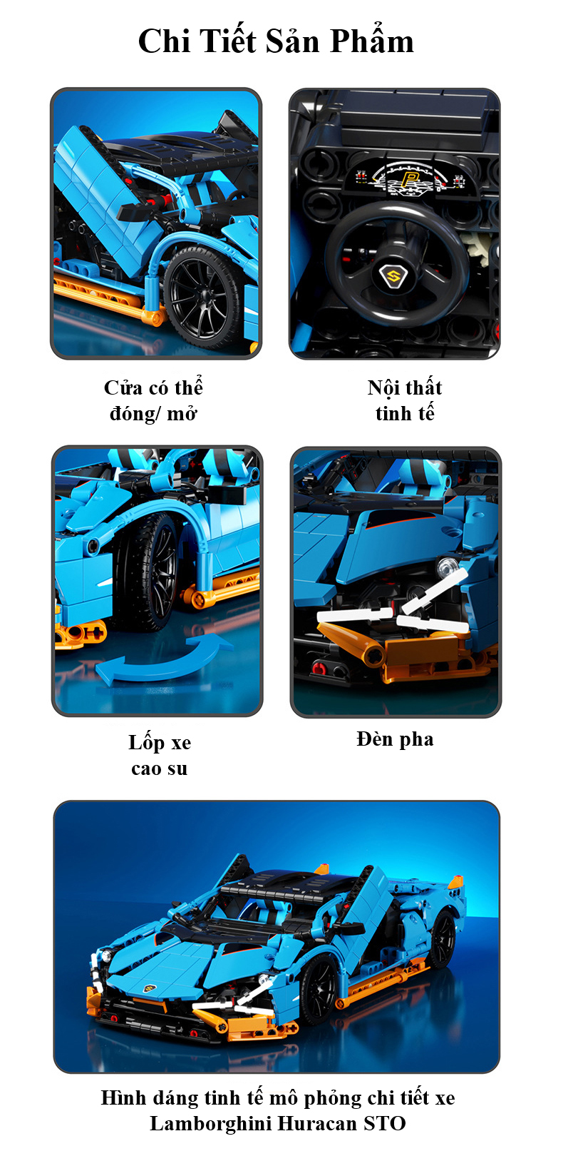 Đồ Chơi Lắp Ghép Technic Xe Lamborghini Huracan STO Với 1261 Chi Tiết, Đồ Chơi Điều Khiển Từ Xa, Đồ Chơi Mô Hình Siêu Xe Lamborghini Huracan STO - Chính Hãng BABYBOSS.