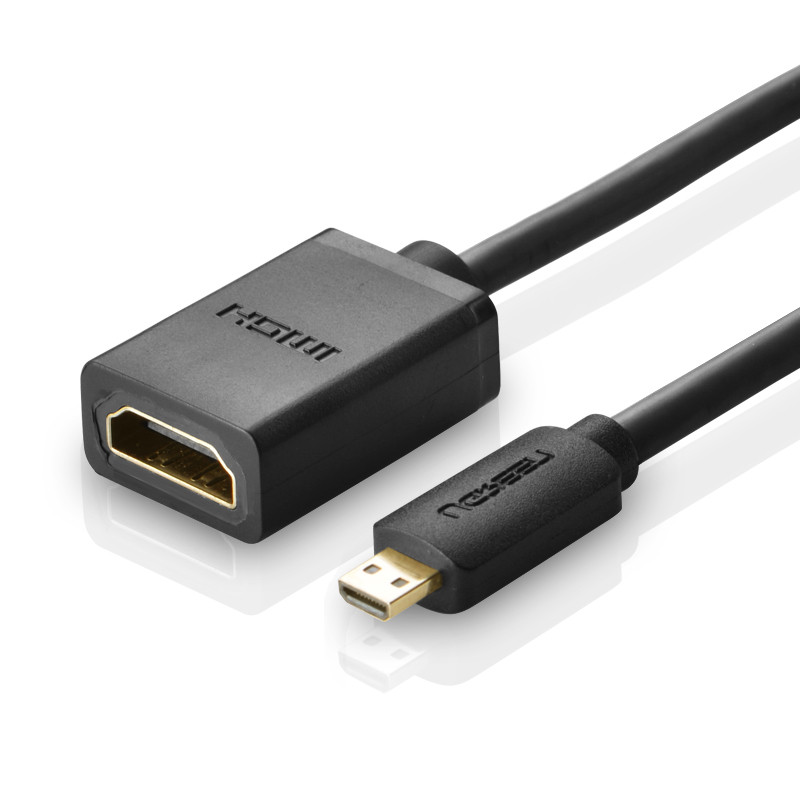 Cáp chuyển đổi micro HDMI đực sang HDMI cái dài 22cm UGREEN 20134 (màu đen) - Hàng chính hãng