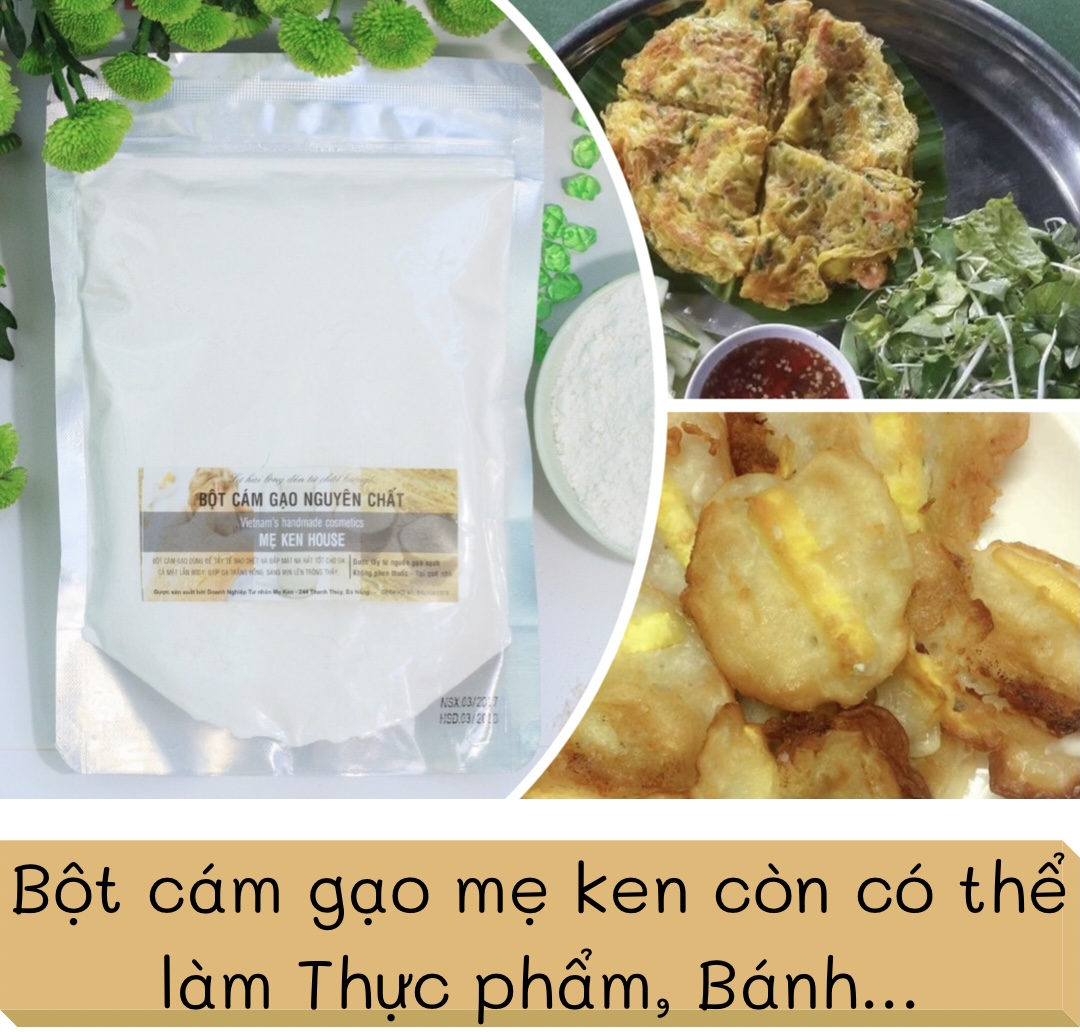 Bột cám gạo nguyên chất Mẹ Ken 500gr - tặng kèm miếng lót ly