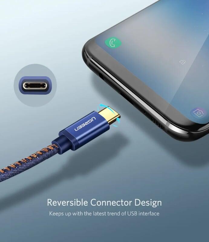 Ugreen UG40343US250TK 0.5M màu Xanh Cáp sạc USB TypeC cao cấp - HÀNG CHÍNH HÃNG