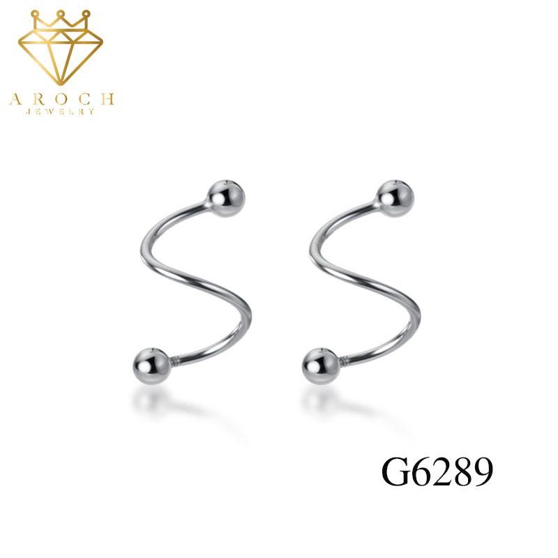 Khuyên tai bạc Ý s925 nút xoắn bị 2 đầu G6289 - AROCH Jewelry