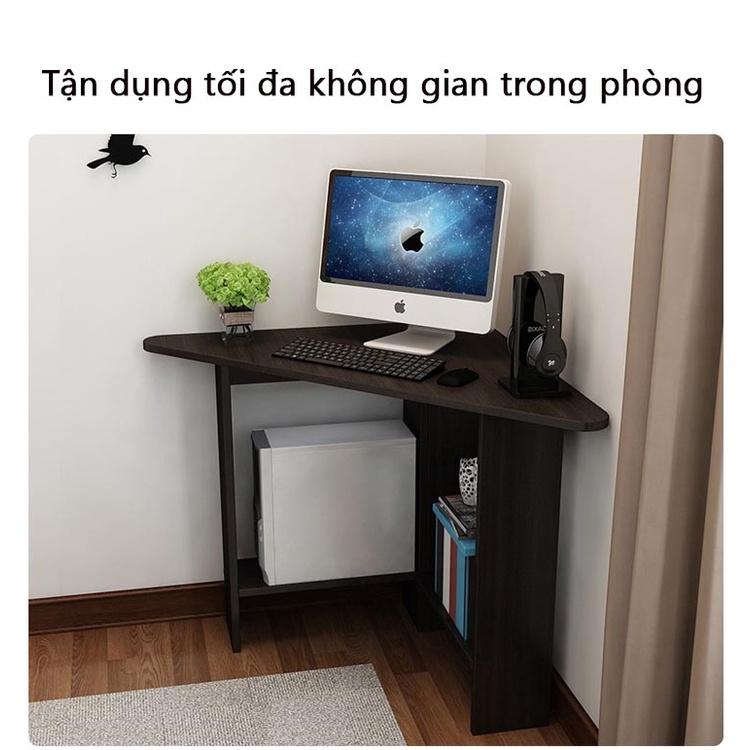 Bàn làm việc góc 90 độ hình tam giác có kệ sách tiết kiệm đối đa không gian Kagu TB009