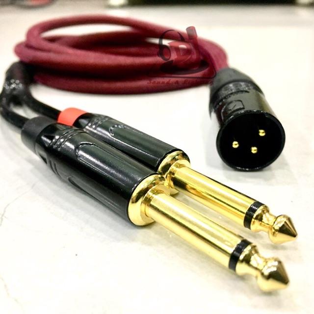 Dây Jack chia XLR đực ra 2 đầu Jack 6 ly thẳng dài 2m