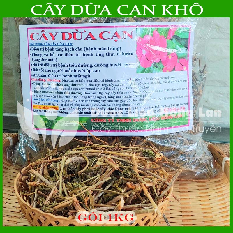 Cây Dừa Cạn khô sạch đóng gói 1kg