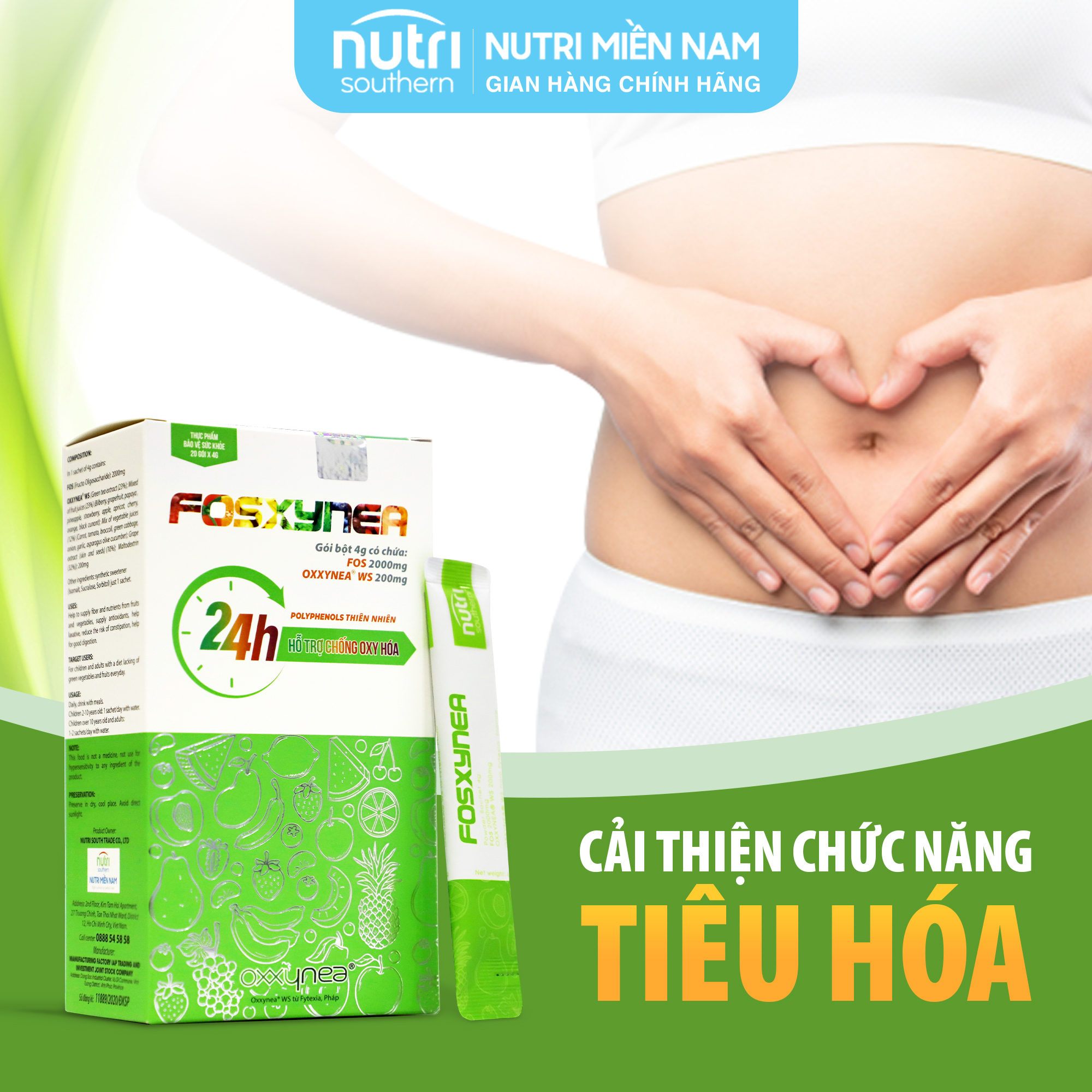 Ngân Hàng Chất Xơ Từ Rau Củ Quả FOSXYNEA - Chống oxy hóa, nhuận tràng và hạn chế táo bón