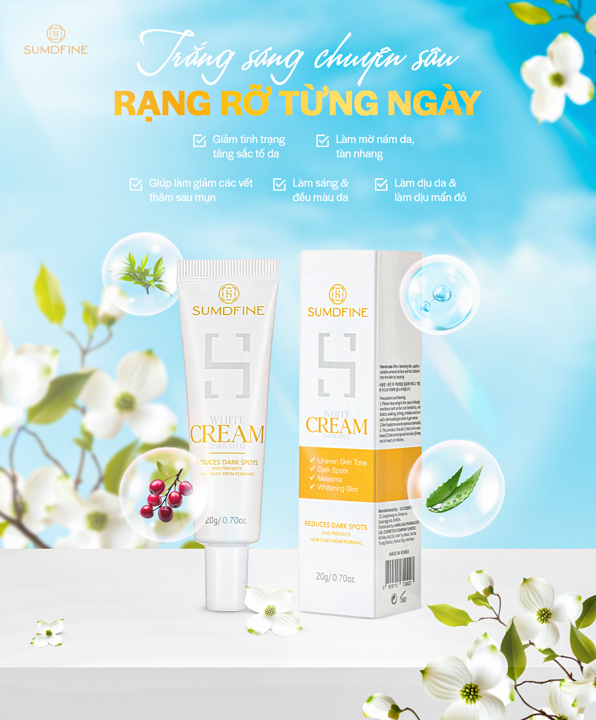 KEM MỜ NÁM TRẮNG DA SUMDFINE WHITE CREAM DARK SPOT