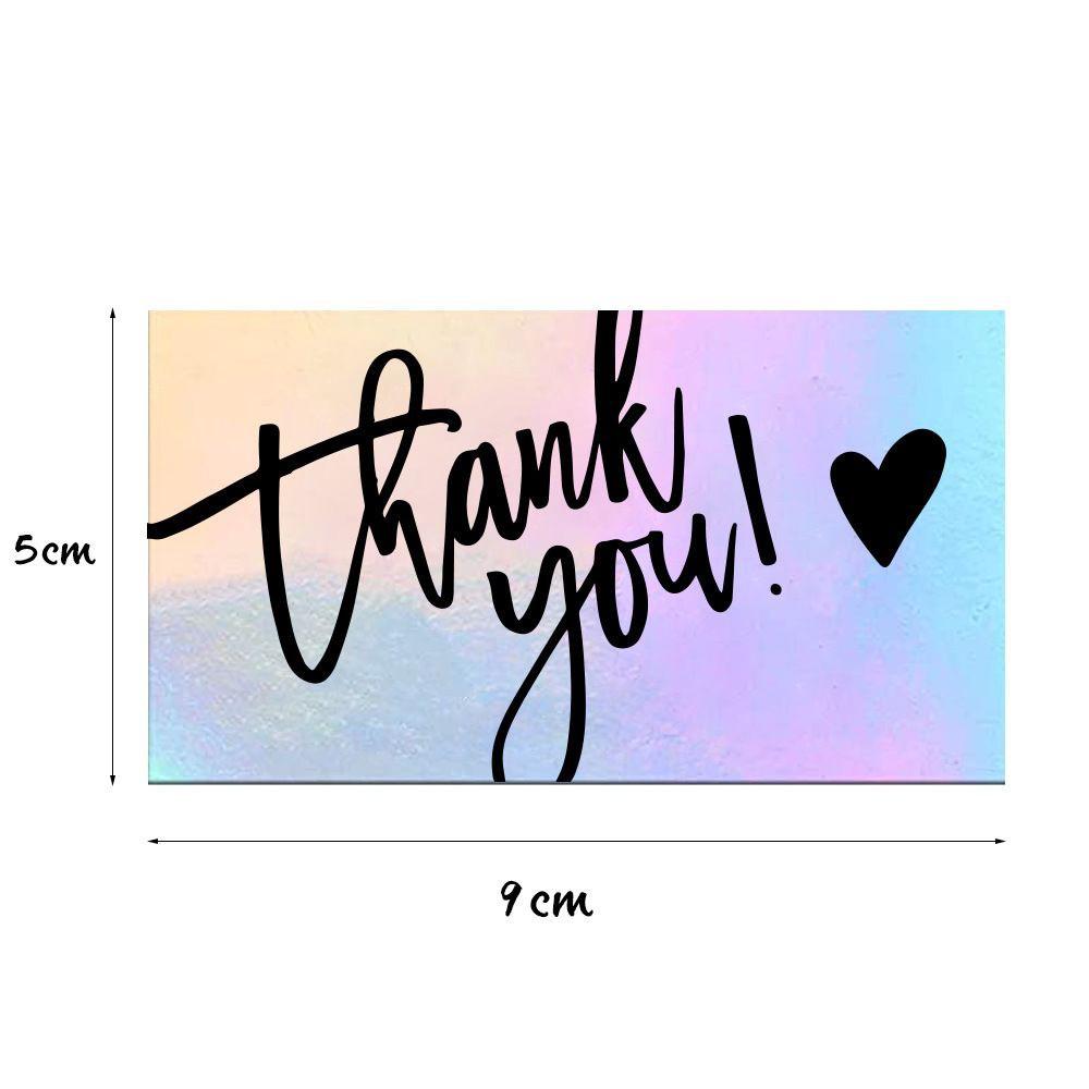 ☆YOLA☆ 50 Pcs Greeting Postcard Thank You Card Customer Shopping Gift Gratitude Card Supporting Business Online Retail Package Laser Postcards for Employees Holographic Reflective