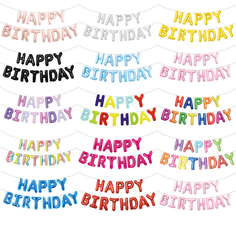 13 Bóng Kiếng Nhôm In Chữ HAPPY BIRTHDAY Sinh Nhật Trang Trí