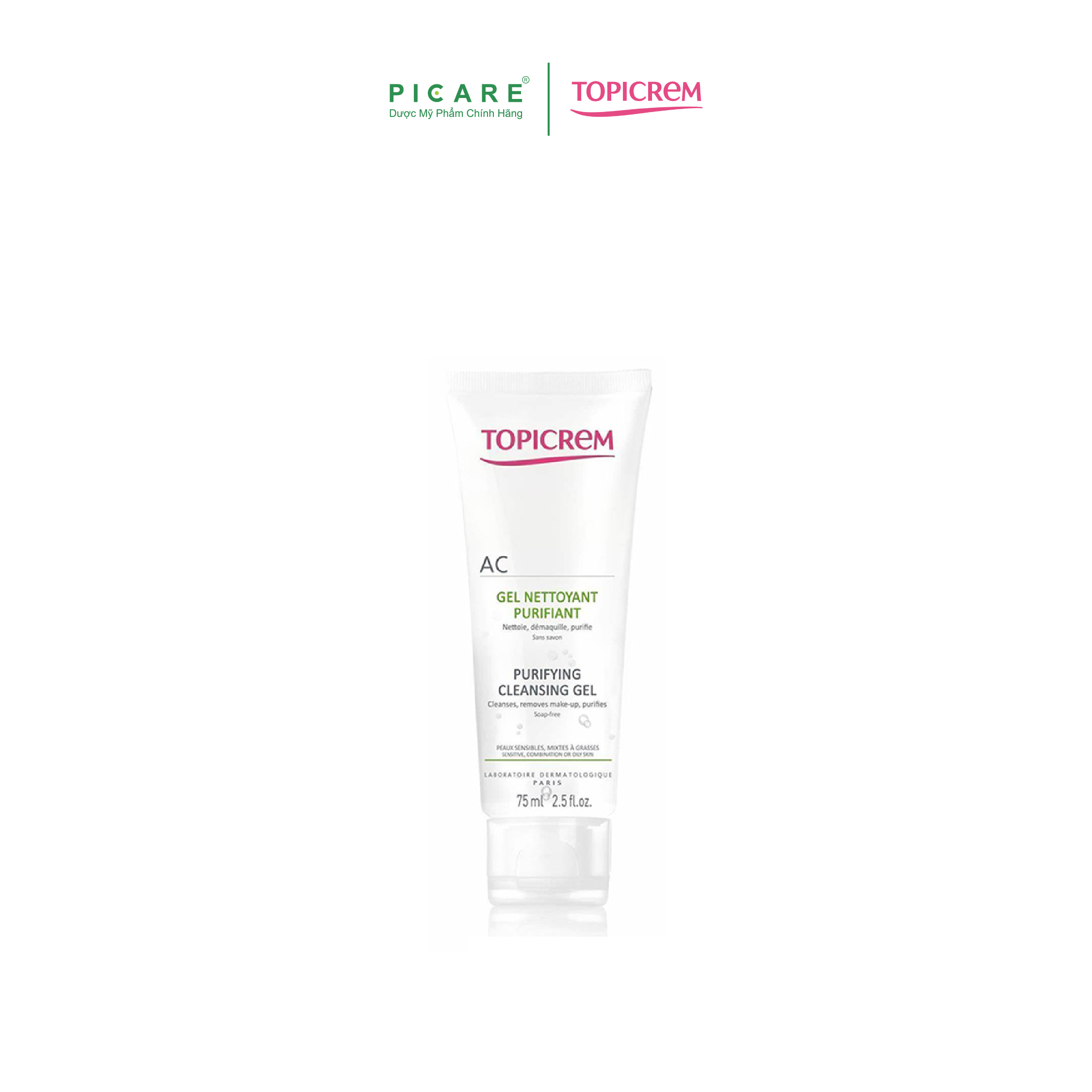 Gel Rửa Mặt Dành Cho Da Dầu Và Da Hỗn Hợp Topicrem A.C Purifying Cleansing Gel 75ml