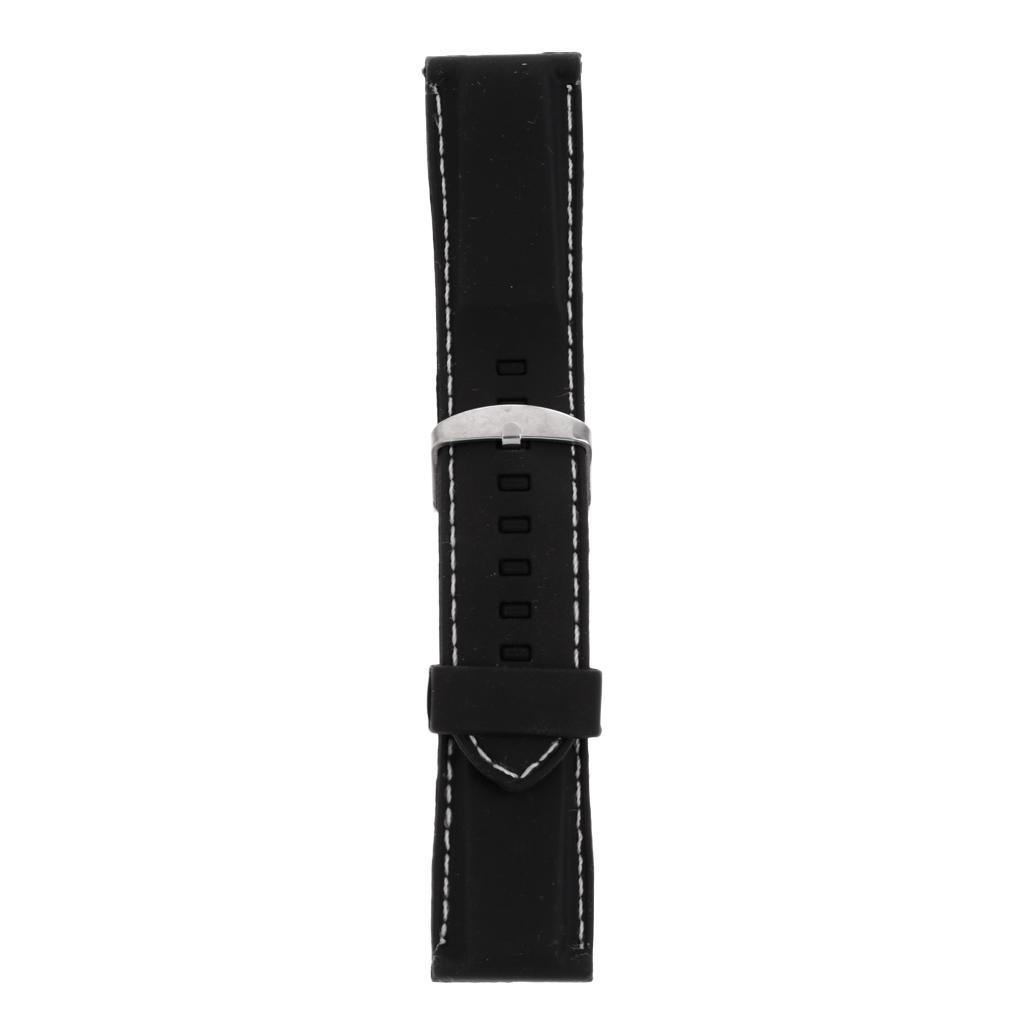 Silicone Strap Bracelet White Line Stitching 22mm