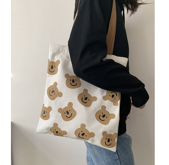 Túi tote nữ xinh con vật thú cưng cute canvas đeo vai đẹp cỡ lớn vừa sách vở giá rẻ thời trang học sinh dễ thương