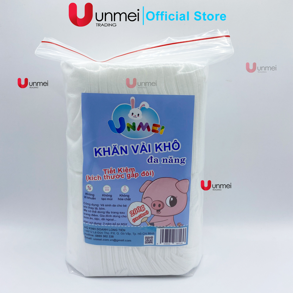 Khăn Khô, Khăn Vải Khô Đa Năng Unmei 200g, Dạng Du Lịch Đễ Đêm Đi - An Toàn Cho Trẻ Sơ Sinh, Kích Thước Gấp Đôi, Tiện Ích Vượt Trội Khi Sử Dụng (Kích Thước 19cmx19cm)