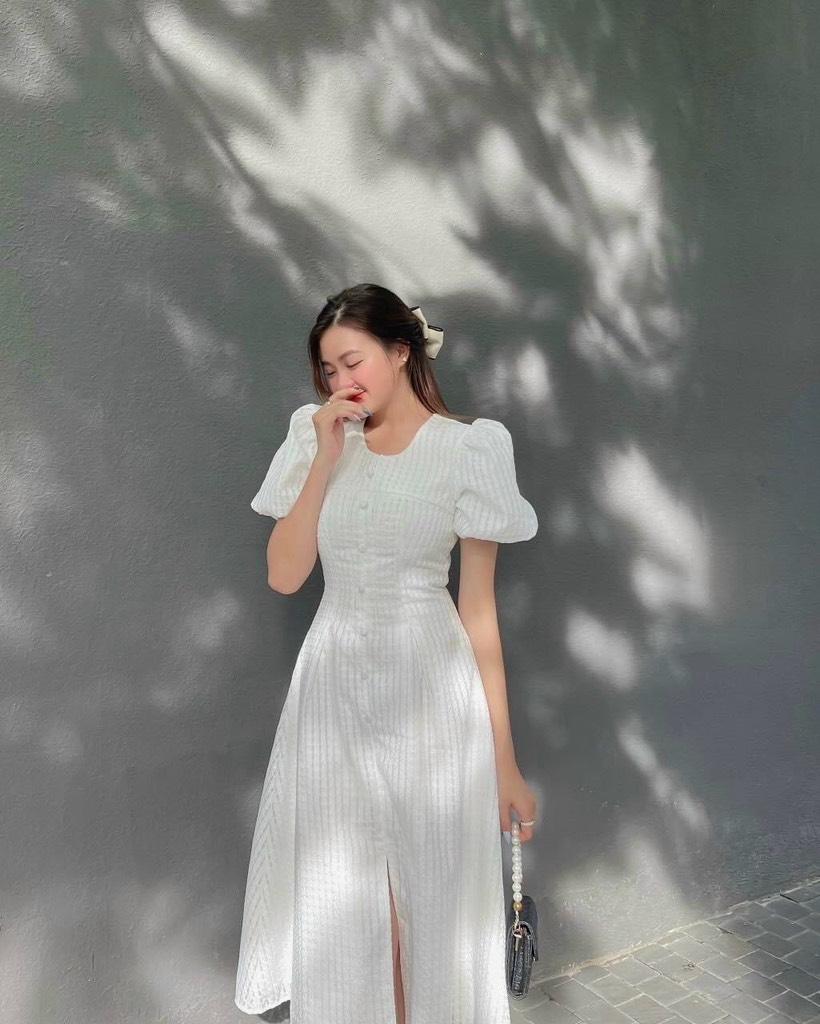 ĐẦM XÒE XỐP Ô TAY PHỒNG NÚT BỌC 13757