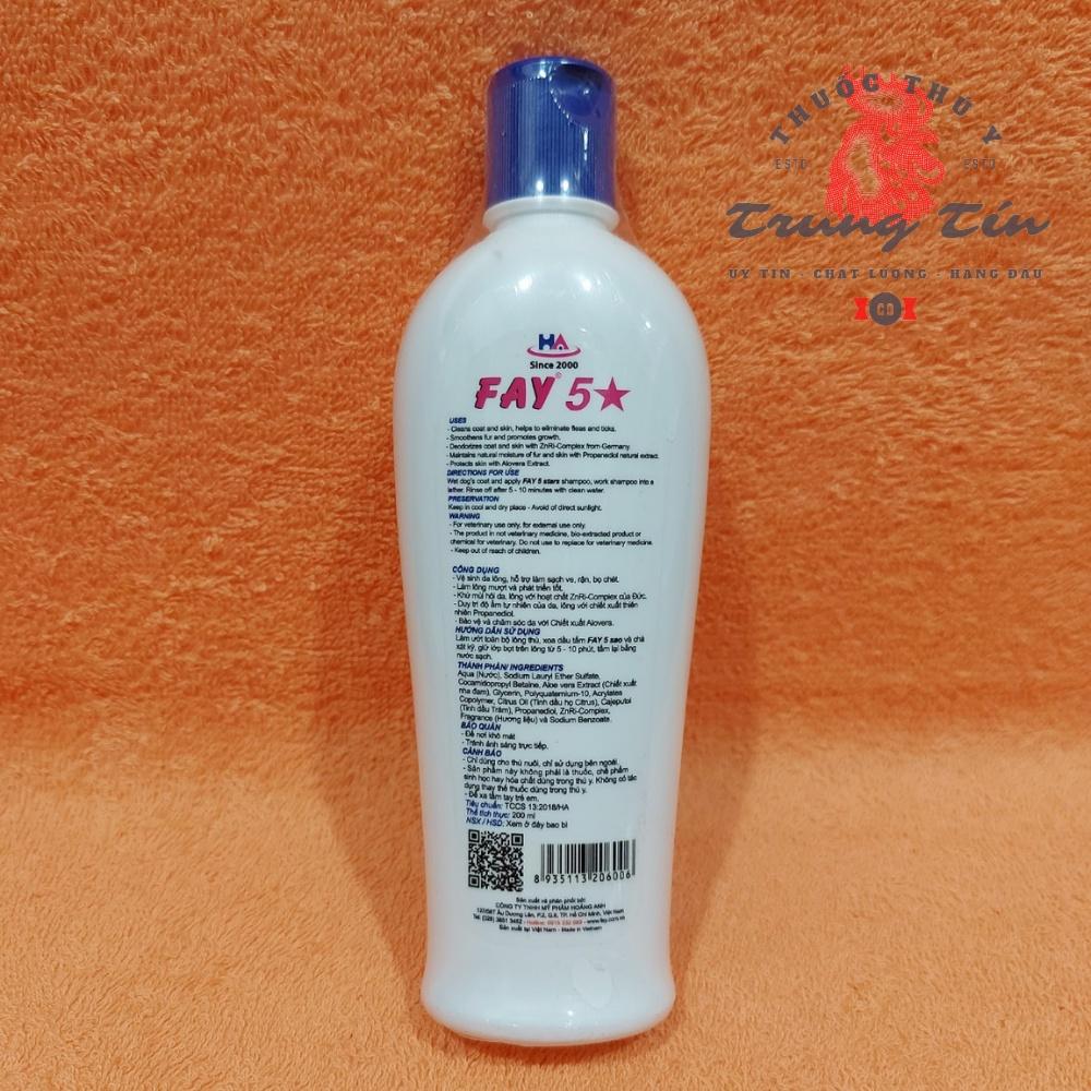 Dầu tắm chó mèo - Fay 5 sao - 1 chai / 200ml , xà bông tắm chó mèo