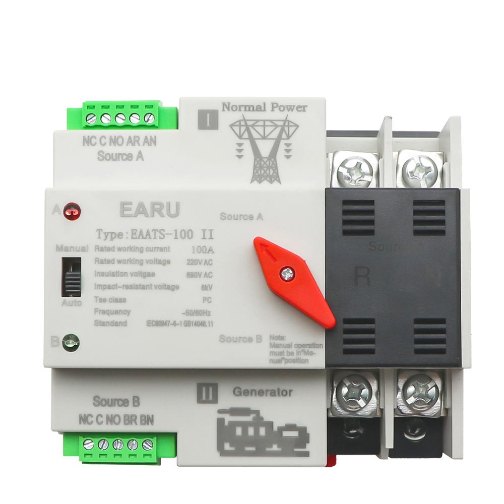 Compact Automatic Transfer Switch Electrical Selector Switches Dual Power Switch Solar Power Rail Type Household Power Transfer Switch