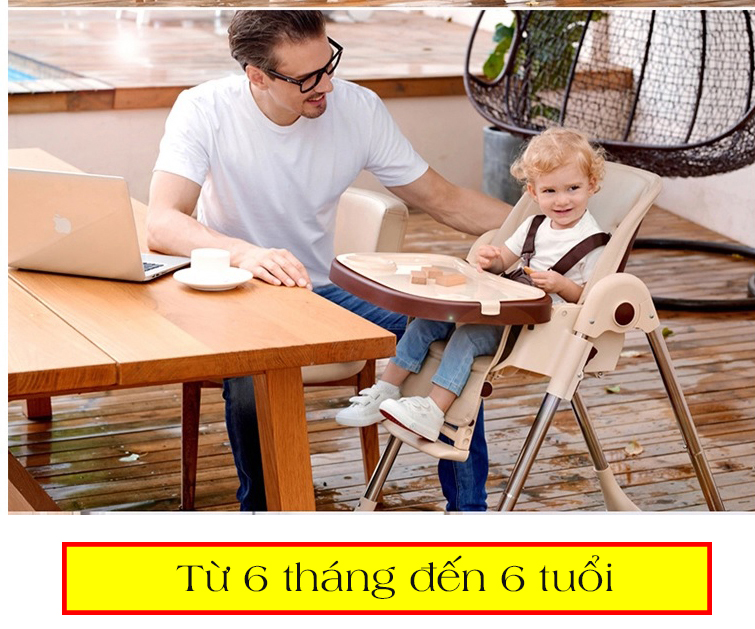 Ghế Ăn Dặm Cao Cấp bằng da, nâng hạ độ cao, nằm ngả cho trẻ từ 6 tháng - 6 tuổi (trọng tải 70kg)