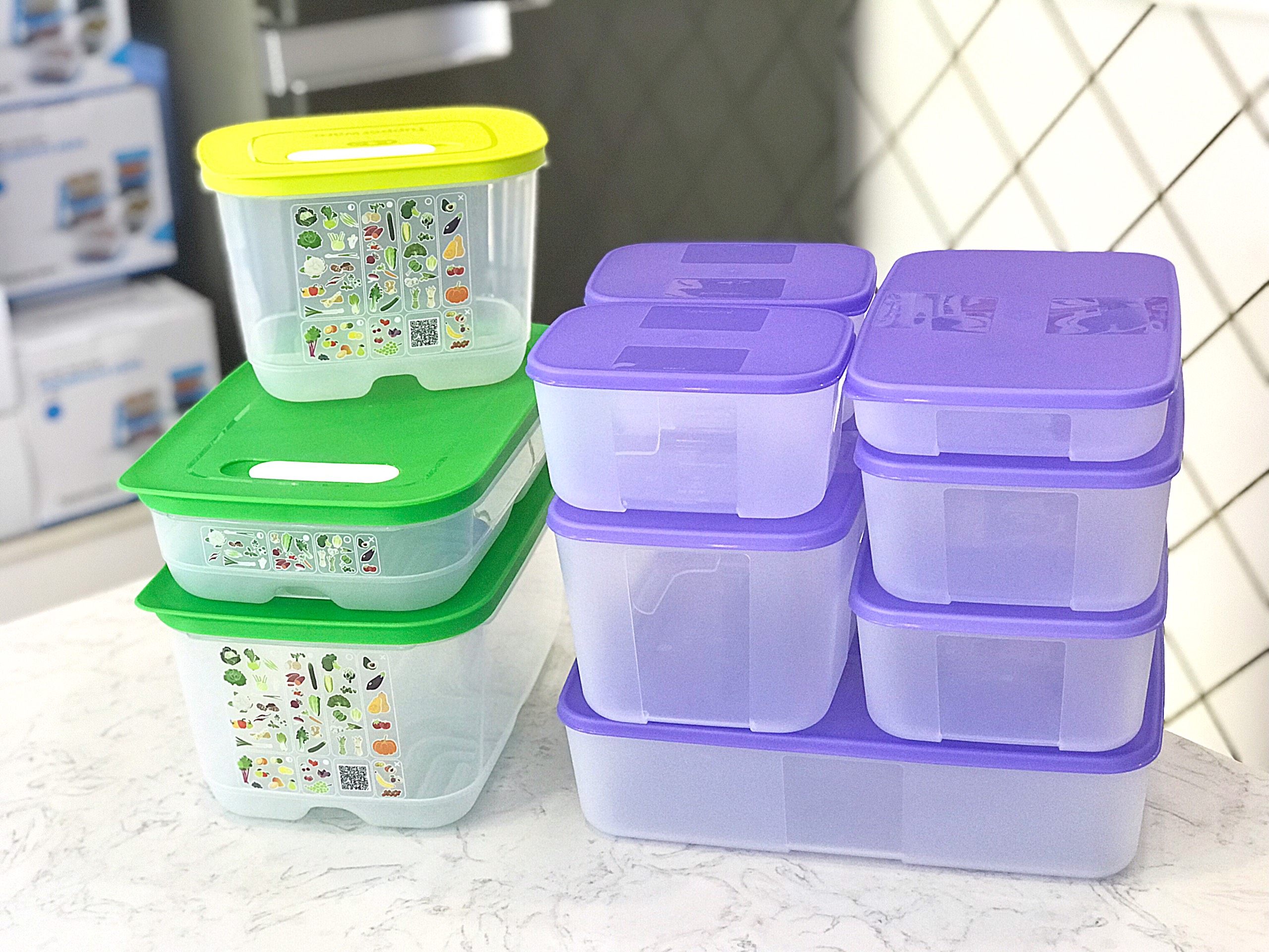 Combo hộp trữ đông và trữ mát có nút hô hấp Tupperware Freezermate Essential và Ventsmart (10 hộp) - Hàng chính hãng - Mẫu mới