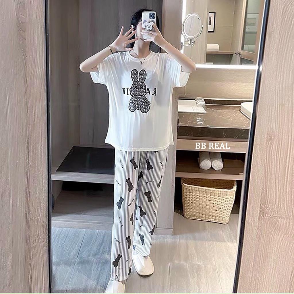 Đồ Bộ Mặc ở Nhà Bộ Đồ Ngủ Nữ Quần Dài Pijama Thun Lạnh Đẹp Freesize Từ 45-60Kg - BB REAL