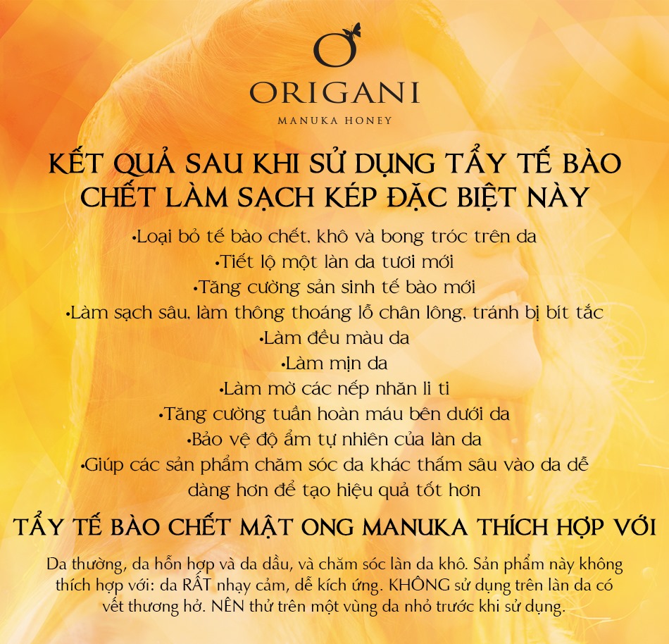 Combo Mặt Nạ Tẩy Tế Bào Chết Mật Ong Manuka Origani + Kem Dưỡng Đêm Origani Erda Làm Sạch, Mềm Da, Cung Cấp Dưỡng Chất Cho Da, Giúp Chống Nhăn Da