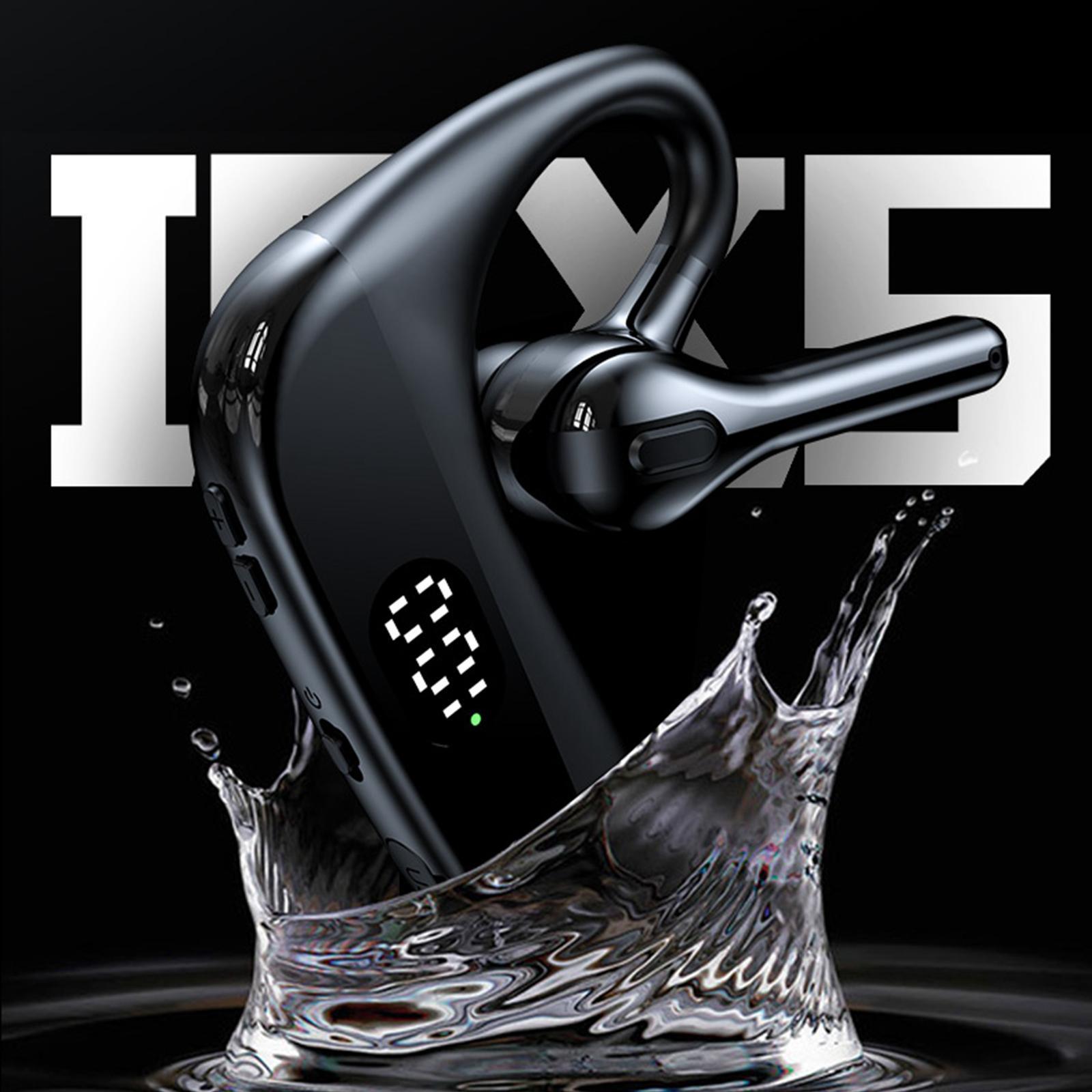 IPX5 Waterproof Bluetooth Headset Ear Hook with Built-in Mic Headphones for Smartphones