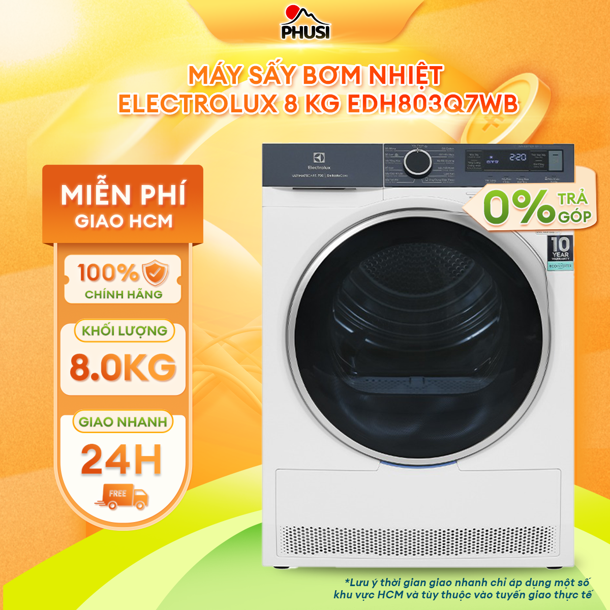 Máy Sấy Bơm Nhiệt Electrolux Heat Pump UltimateCare 700 EDH803Q7WB 8kg - Sấy khô nhanh chóng, tiết kiệm điện năng [Hàng chính hãng]
