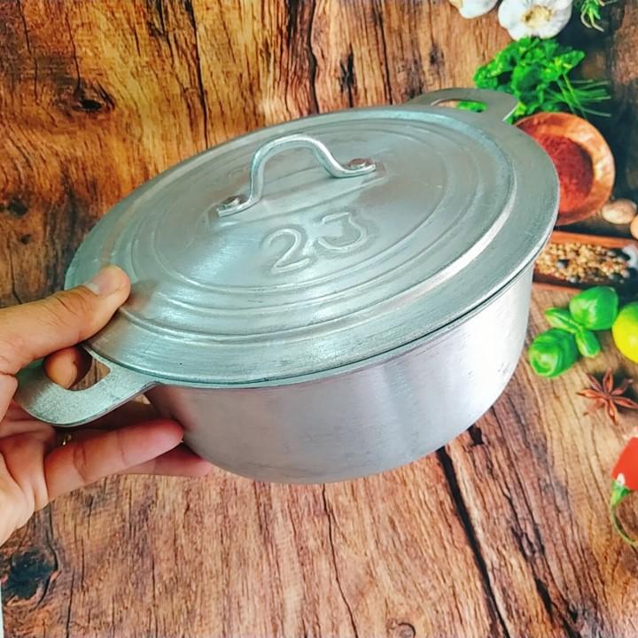 Nồi Gang đúc NGUYÊN KHỐI nấu CƠM SIÊU NGON đậm chất TRUYỀN THỐNG Size 23cm. Dụng cụ nhà bếp nấu cơmTHƠM NGON