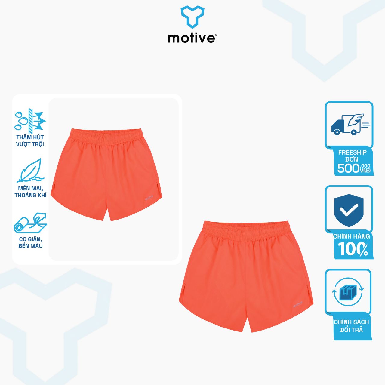 Quần Short Thể Thao Chạy Bộ Nữ MOTIVE WOMEN SHORT RUNNING (Quần có lót boxer) - Màu Cam Đỏ
