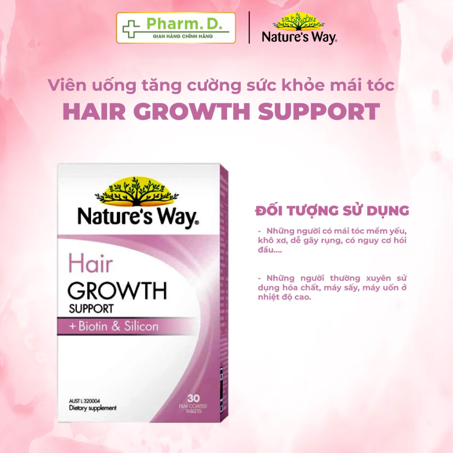 Viên Uống NATURE'S WAY Hair Growth Support Hỗ Trợ Mọc Tóc, Hồi Phục Hư Tổn Và Giúp Tóc Bóng Mượt (30 Viên)