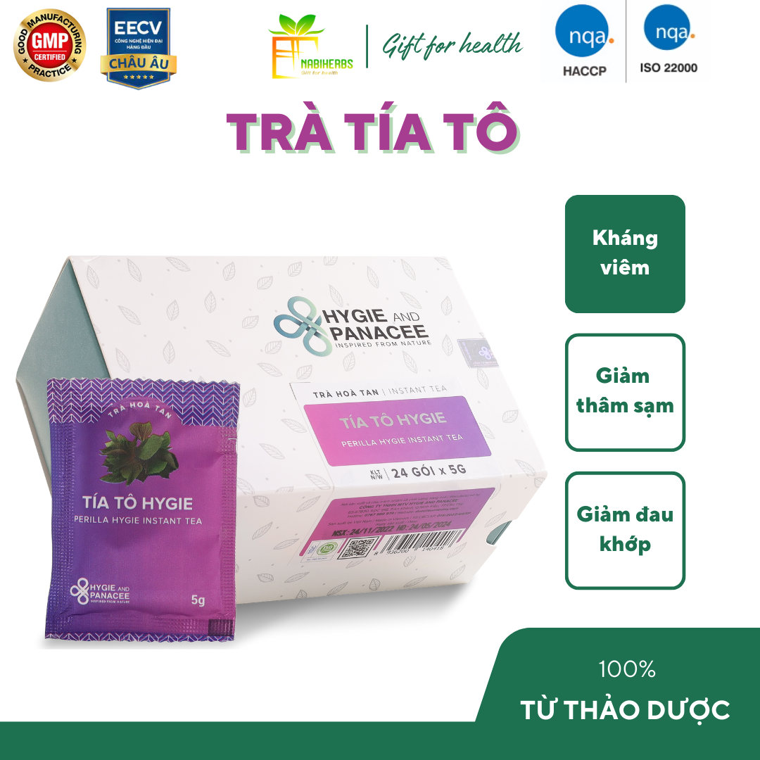 Trà Tía Tô Hygie - giảm đau bệnh khớp, Gout - Giải cảm, trừ đờm - đẹp da, giảm thâm