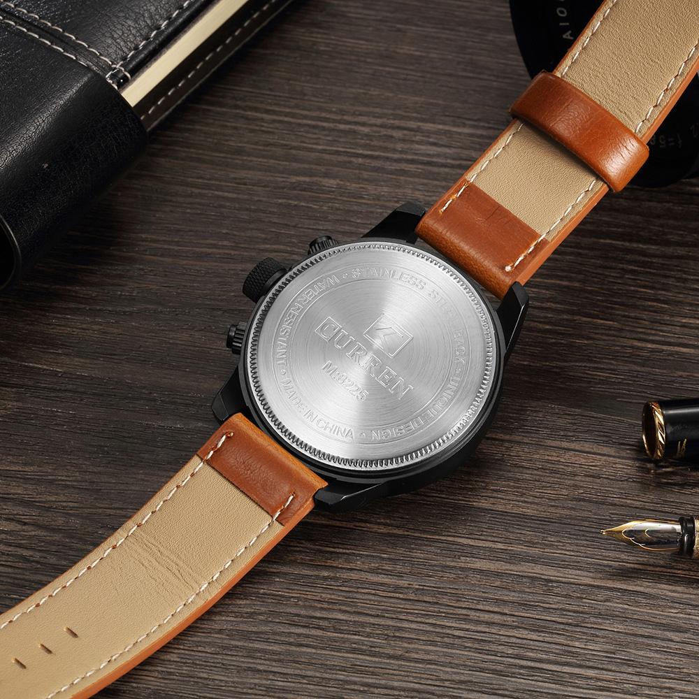 Đồng hồ Curren Men Sport Quartz thời trang Mặt số lớn Dây da