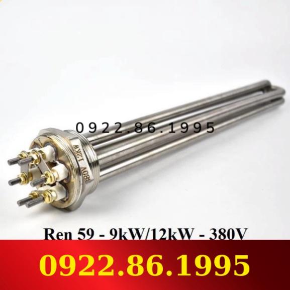 Điện trở nhiệt, Điện trở đun dầu, Điện trở đun nước cục ren inox 304 phi 48 công suất 9KW 12kw hàng nhập