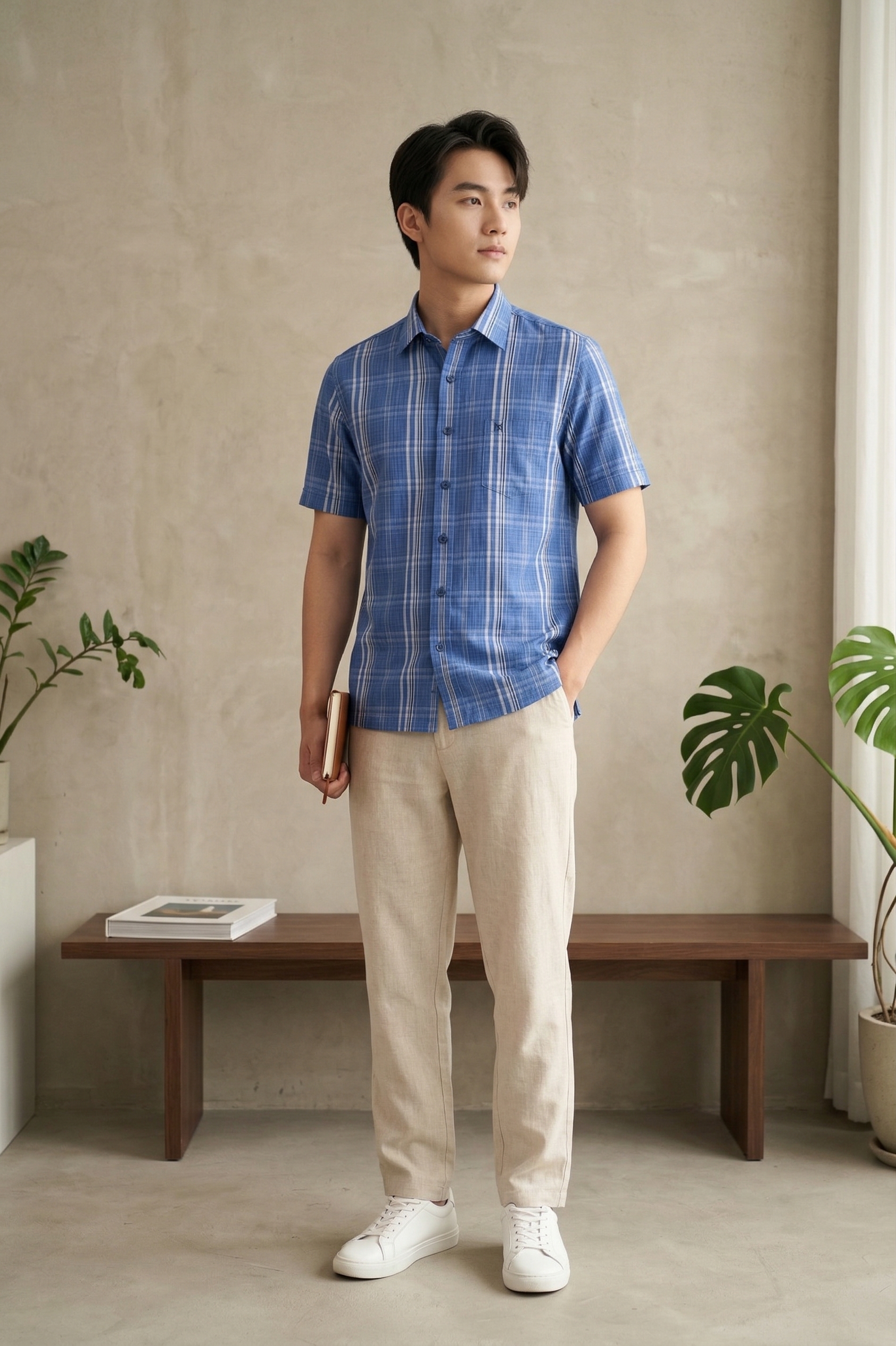 Áo sơ mi tay ngắn nam Khatoco Sale 350k ( giá tem 438k) size S