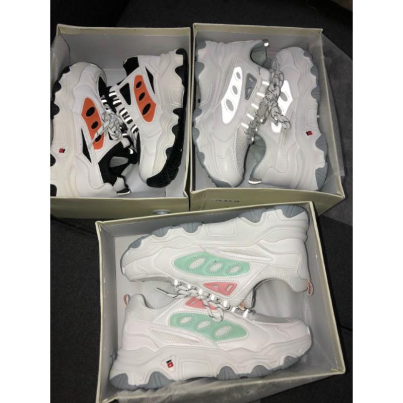 GIÀY THỂ THAO VẠCH CAM VIỀN ĐEN ĐẾ CAO - 4P