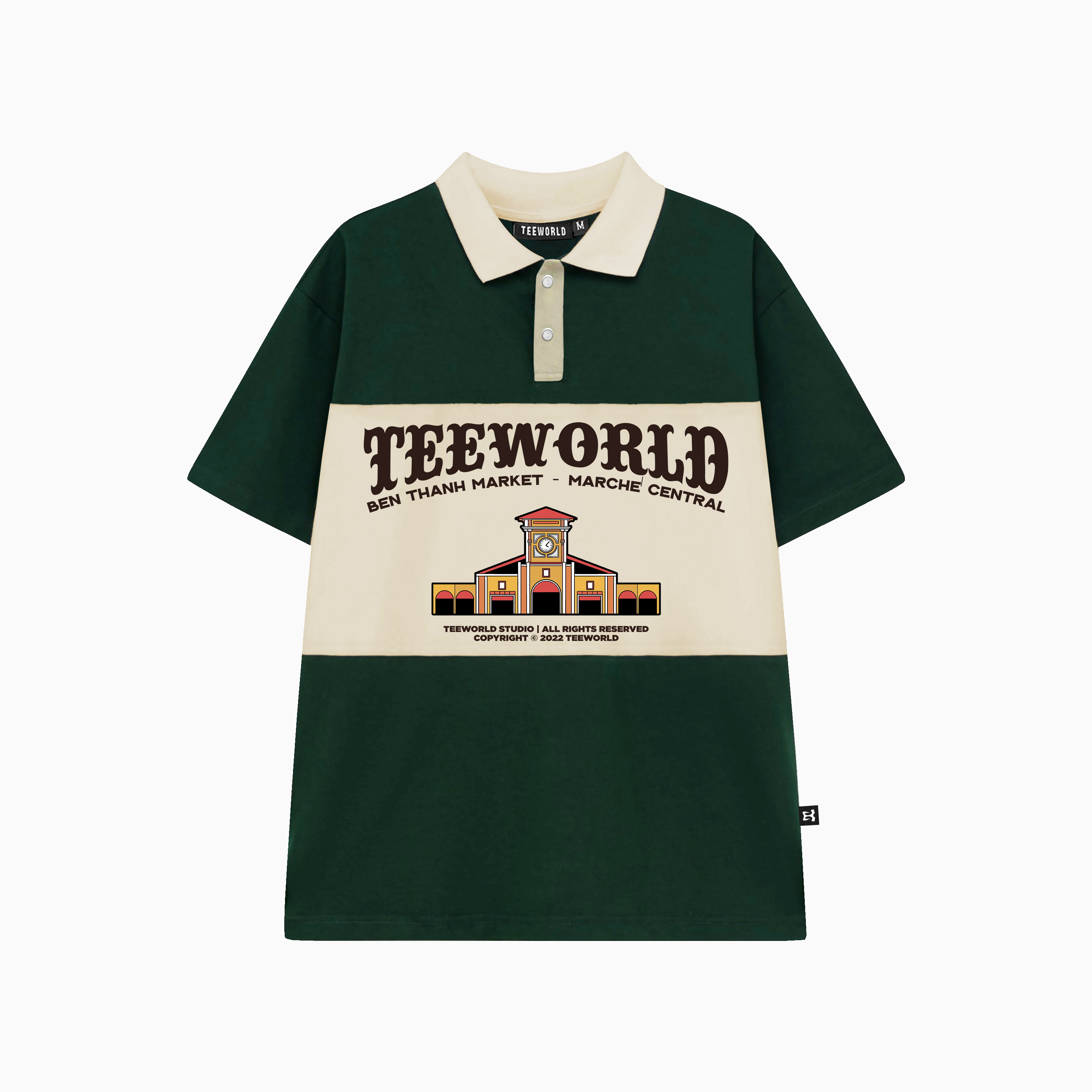 Áo Polo Teeworld Bến Thành Market Unisex Nam Nữ Form Rộng