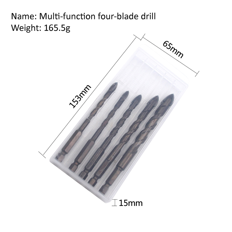 Mũi khoan đa năng khoan gốm sứ tường, 1 Bộ 5 món 6/6/8/10/12mm
