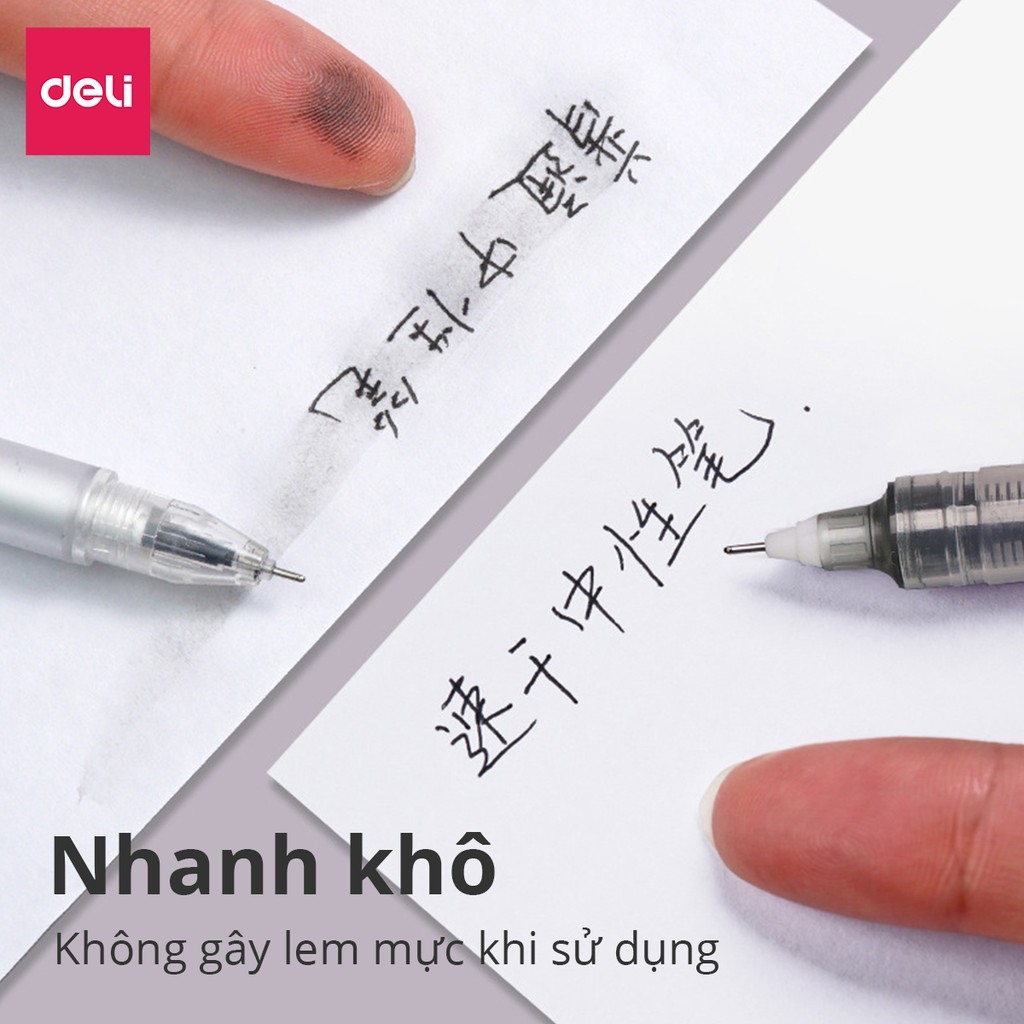 Bút gel Deli S856 ngòi 0.5mm - nhanh khô, ống mực liền