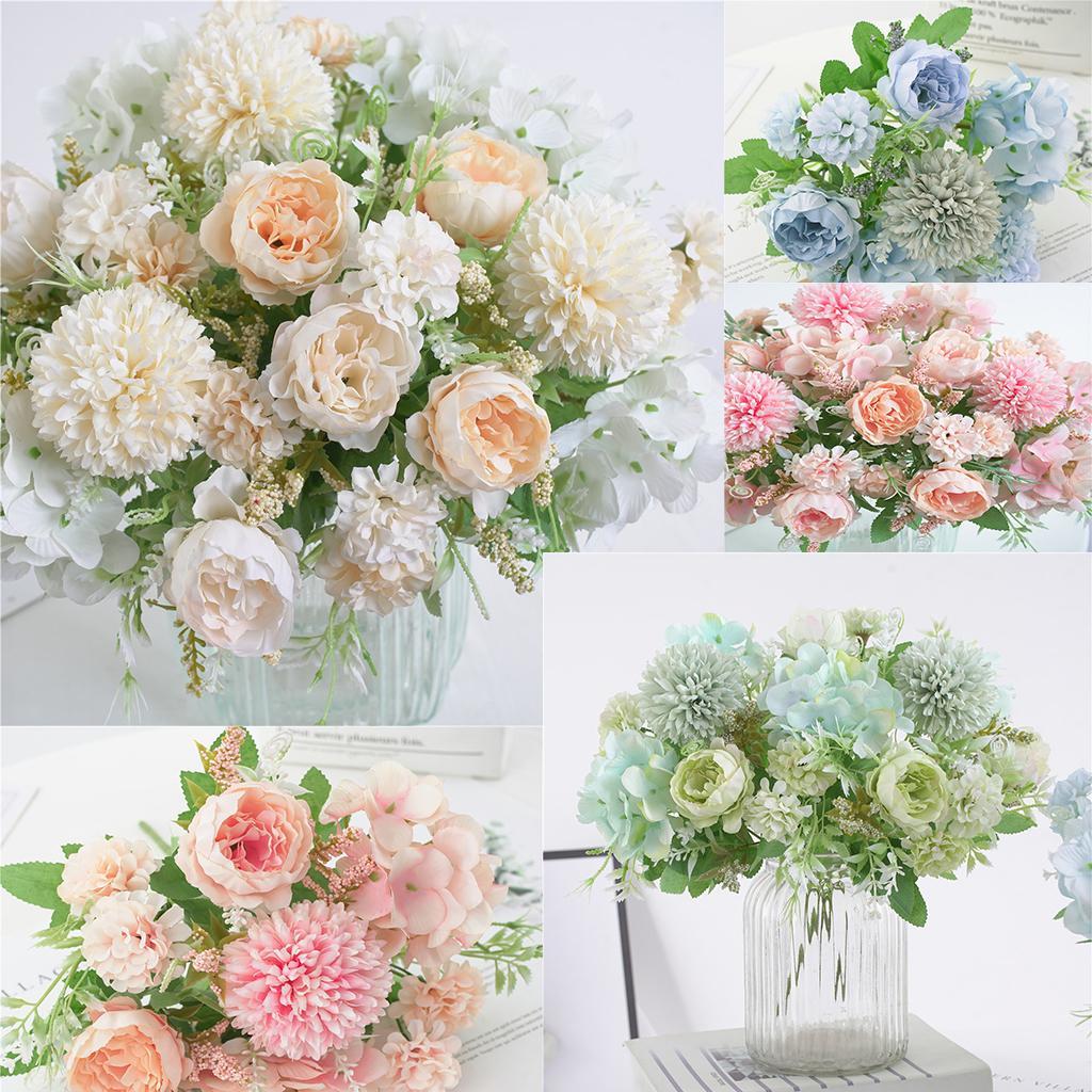 7-Head Artificial Peony Flower Leaf Pink