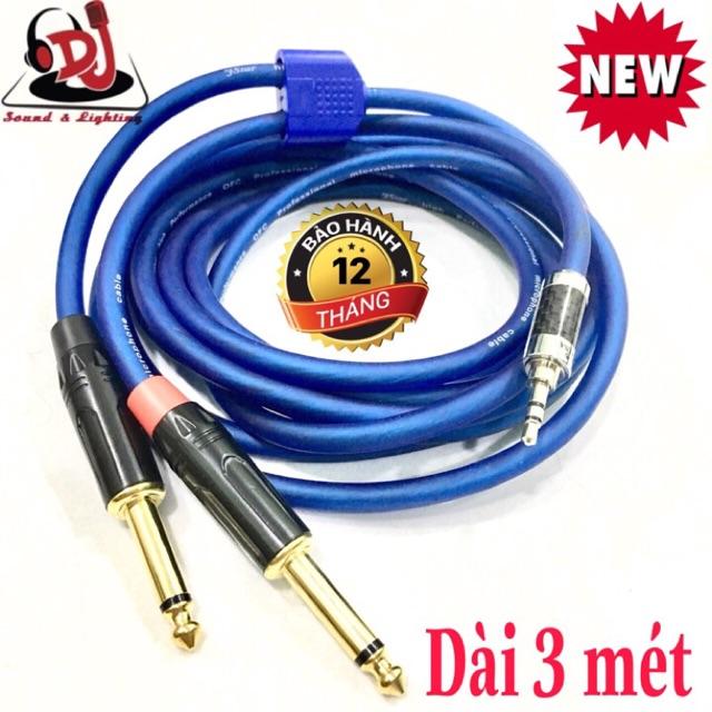 Dây Jack 3.5mm sang 2 Jack 6.5mm dây rắc 3 ly phát nhạc điện thoại latop pc