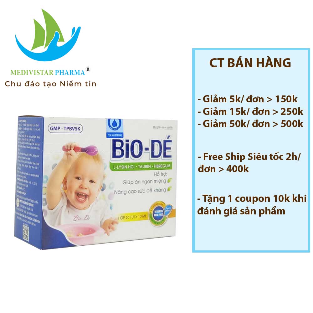 Combo 3 Hộp Siro Ăn Ngon Cho Bé BIODÉ Chiết Xuất Thảo Dược Thiên Thiên An Toàn, Lành Tính Giúp Bé Khỏe Mạnh, Tăng Sức Đề Kháng 20 Túi/Hộp