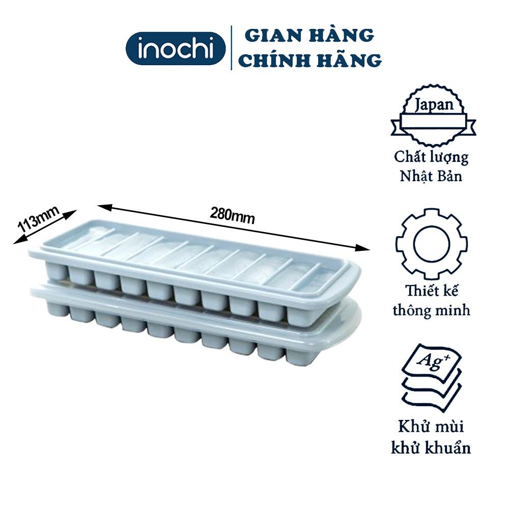 Khay đá - vỉ làm đá tủ lạnh khay 10 thanh có nắp đậy bằng nhựa nguyên sinh karu inochi Nhật Bản Chính hãng INOCHI