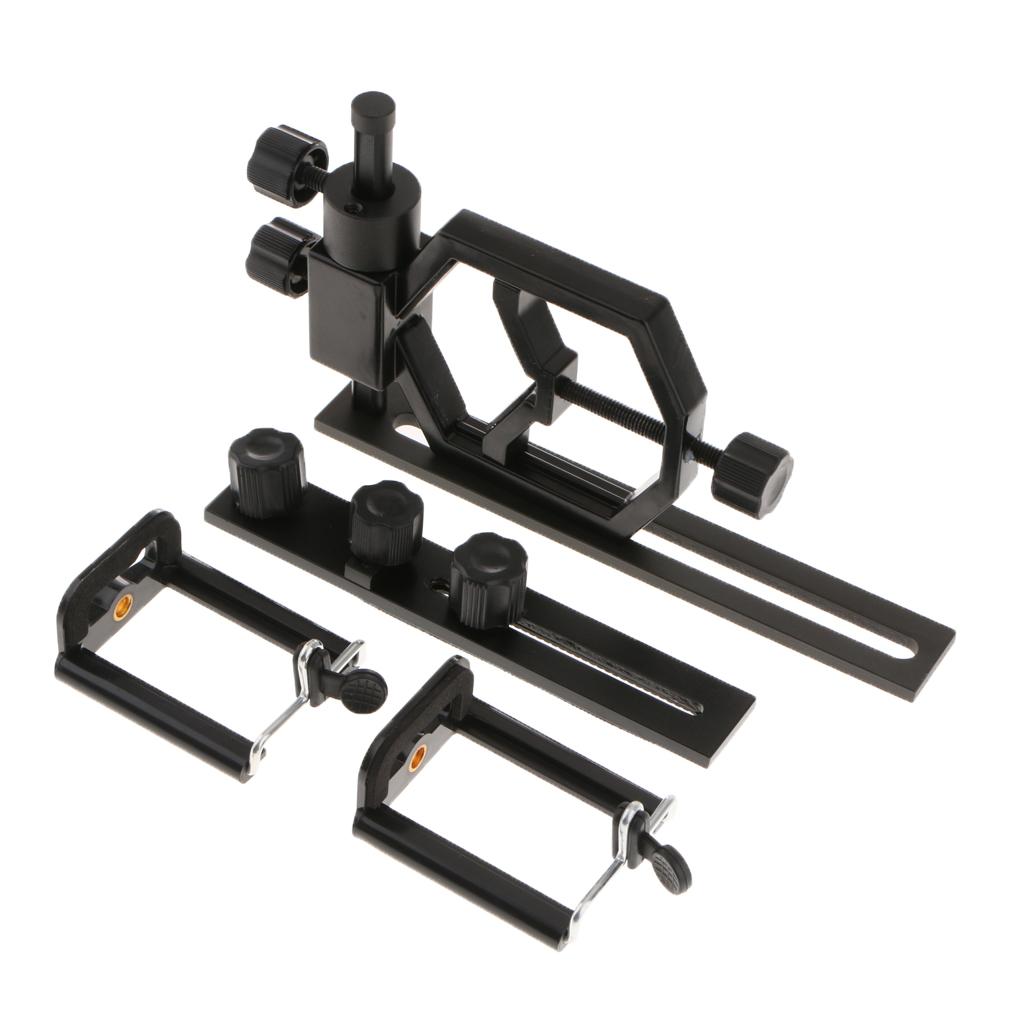 Telescope Binoculars Adapter Cellphone Mount Bracket + 2x Phone Holder Clip