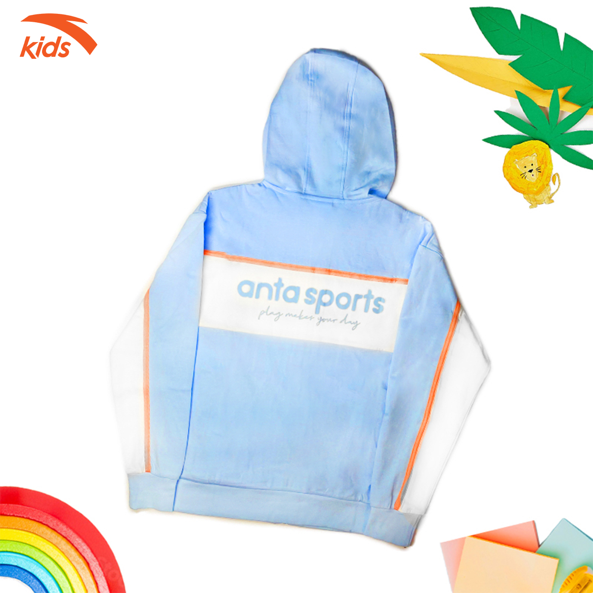 Áo khoác nỉ bé gái Anta Kids kiểu dáng hoodie, chất liệu cao cấp 362135735-1