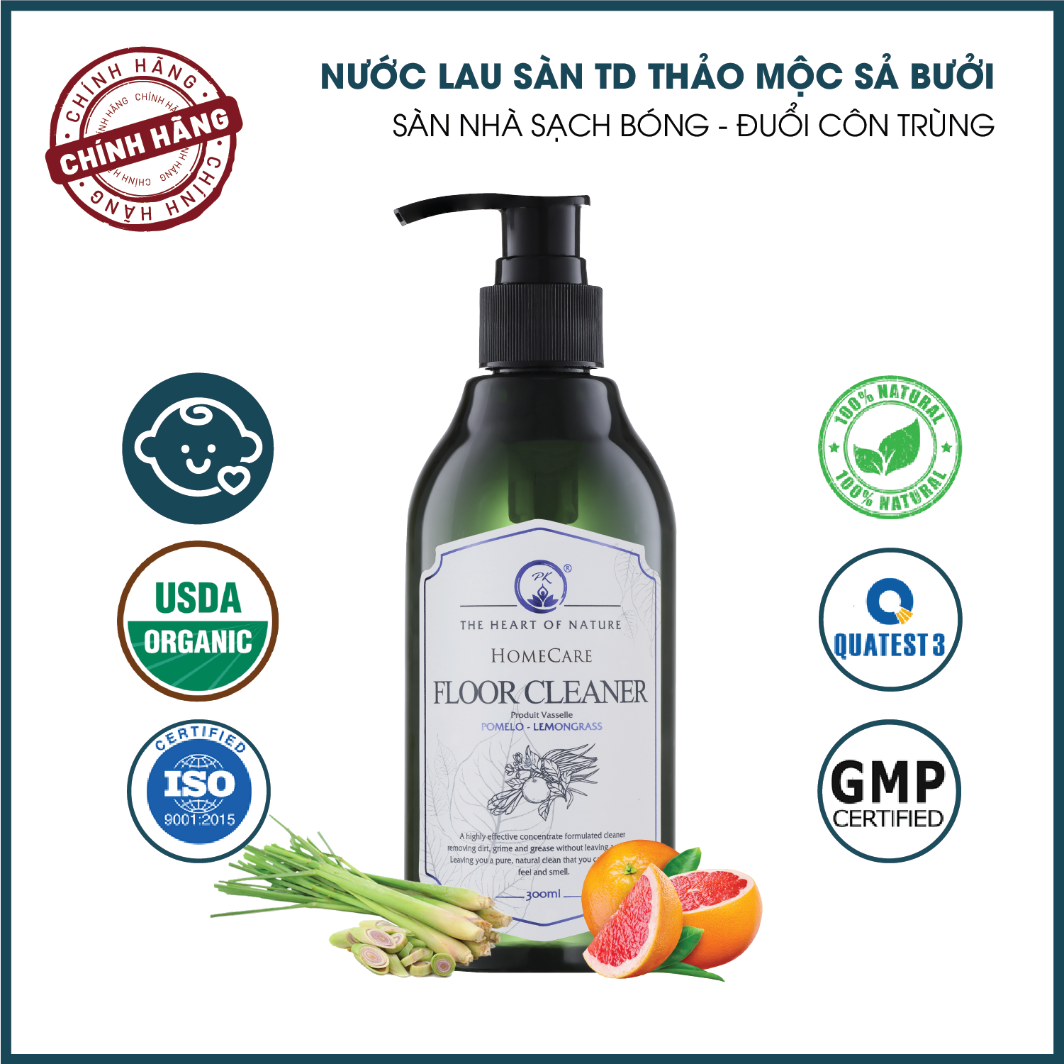 Nước lau sàn tinh dầu thảo mộc PK 300ml - Cam