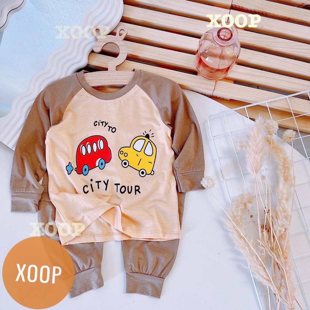 Đồ bộ dài phối tay hàng minky mom chất thun lạnh in họa tiết mặt trời-sunsine cho bé trai bé gái ( Size từ 8-19kg) BD6