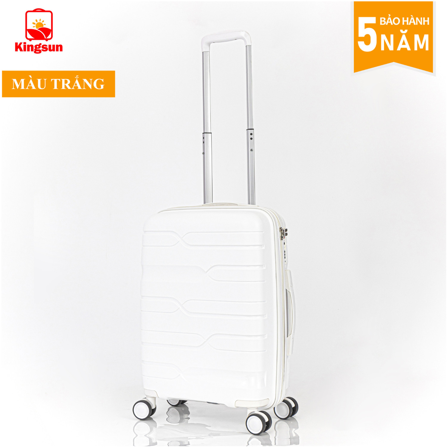 Vali Du Lịch Nhựa Pp01 Cao Cấp, Vali Kéo Chống Va Đập Size 202428, Bảo Hành 5 Năm - Trắng - 24 Inch