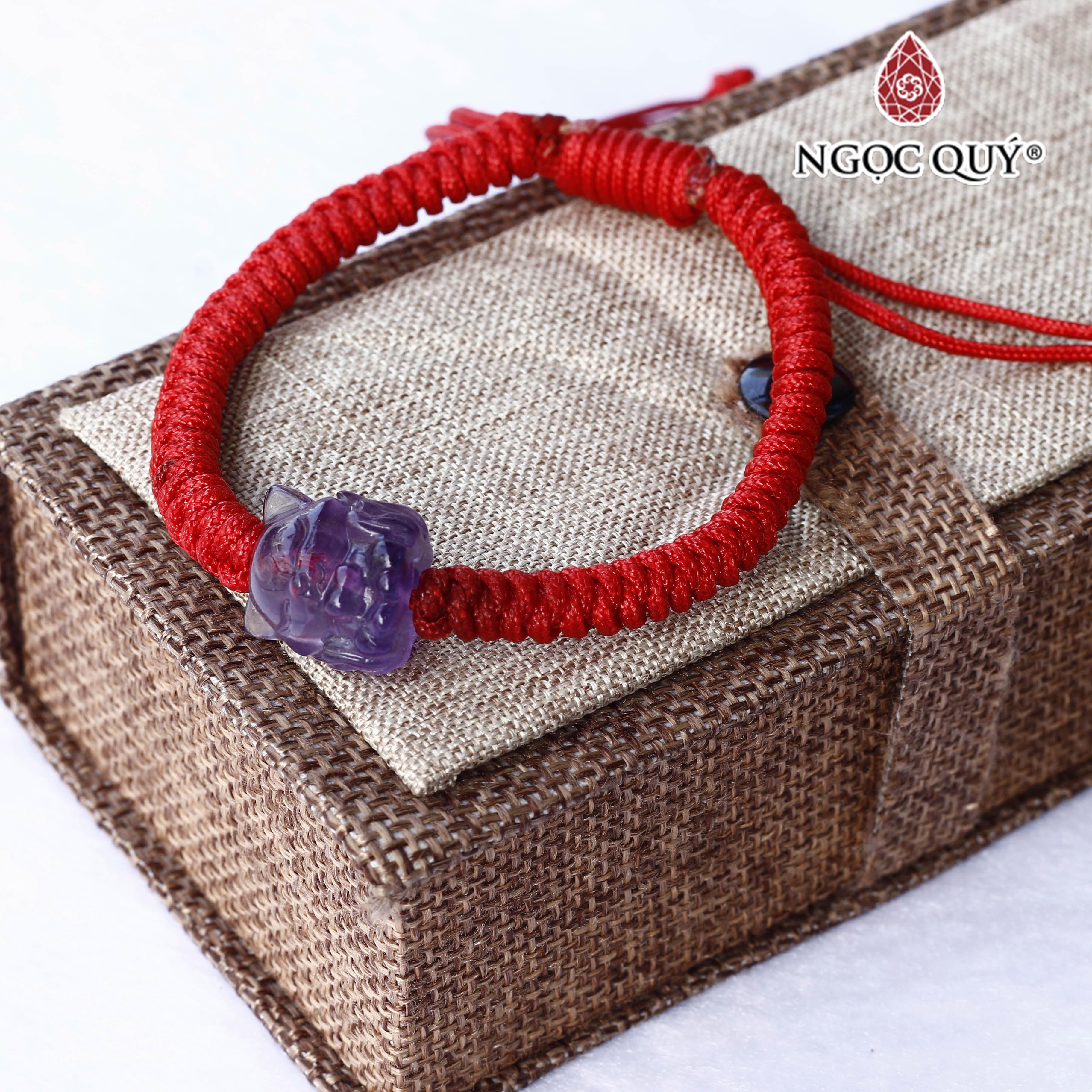 Vòng thắt dây đỏ hồ ly 9 đuôi đá thạch anh tím hợp mệnh hỏa, thổ - Ngọc Quý Gemstones
