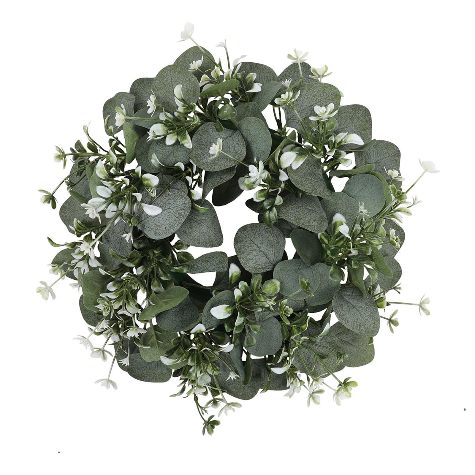 Artificial Wreath Large Green Leaf Wreath Garland Decoration Durable Front Door Eucalyptus Wreath for Garden Patio